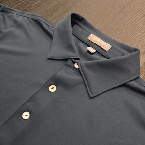 Peter Millar Summer Comfort Mens Medium Blue Polo Shirt MS15EK50S Navy Golf